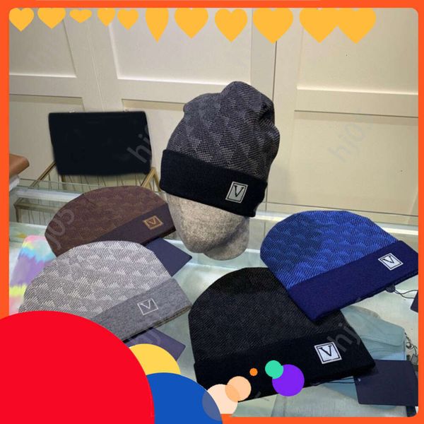 

1aPlaid designer beanie designer hats for men knitted bonnets winter hat fall thermal skull cap ski travel classical luxury beanies brown black gxx, 4#
