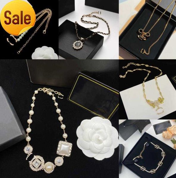 

luxury designer letter pendant necklaces gold plated crystal pearl rhinestone necklace women jewerlry accessories fashion pearl long sweater, Silver