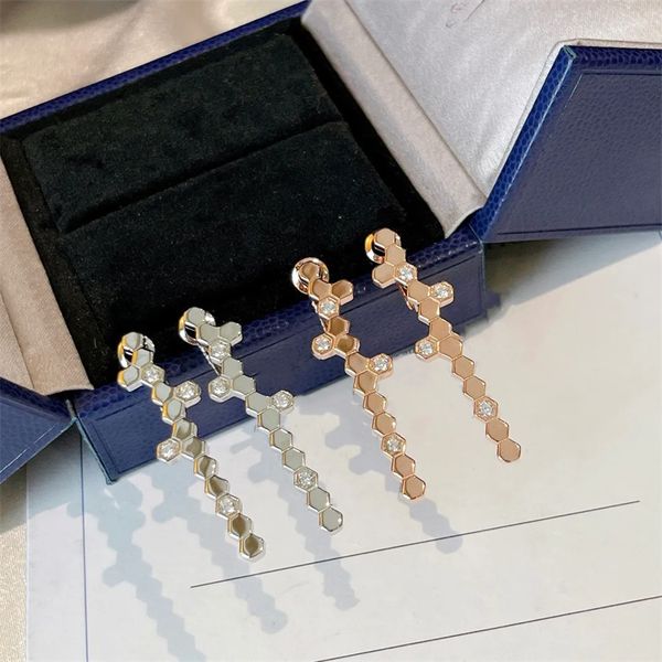 

premium feel 18k rose gold dangle earrings, versatile women's long studs ladylike, suitable for any occasion designer jewelry dhl free, Silver