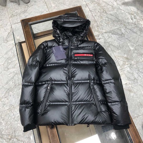 

Vests Men' High version P family autumn and winter casual hooded rubber strip down jacket Pu triangle warm for men M783, Black