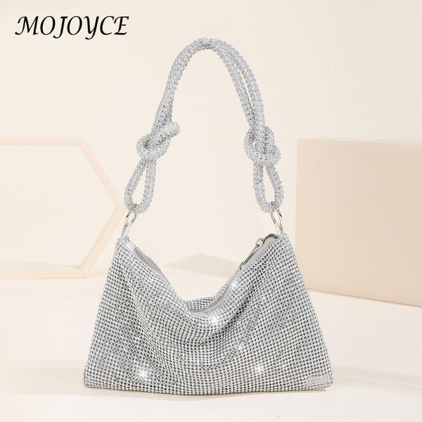 

evening bags handle rhinestones evening clutch bag silver shiny dinner party wedding purses handbag luxury designer underarm shoulder bag 23