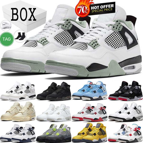 

original 4s seafoam basketball shoes 4 military black cat university blue red thunder midnight navy sail white oreo bred sneakers trainers m