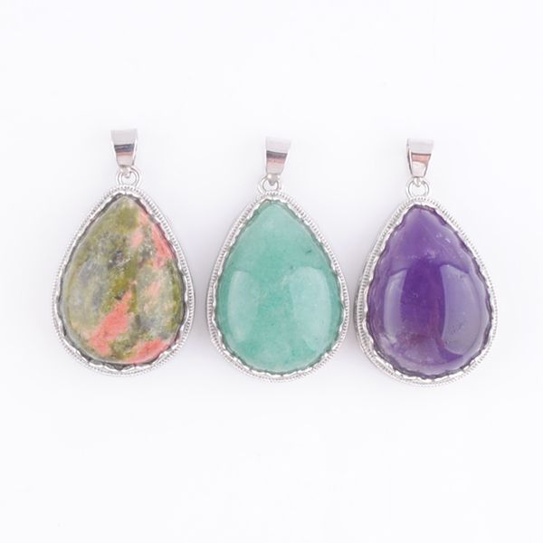 

mixed color natural amethyst opal stone pendants drop shape shaped charm chakra jewelry banquet party accessories gifts wholesale dbn379, Silver