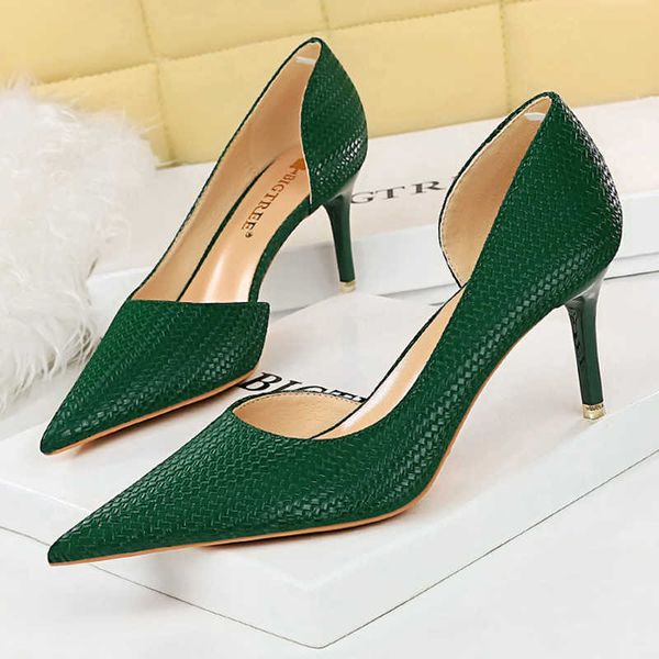 

sandals bigtree shoes weave design kitten heels women shoes fashion woman pumps pointed stiletto heels large size 3443 lady high heels j2304, Black