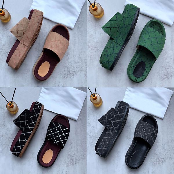 

slippers womens fashion embroidered fabric canvas slides sandals girls 60mm platform slipper brown white black slip flops beach slide men sa
