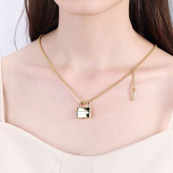 

european and american fashion personality trend padlock pendant hip hop punk necklace ins simple street retro accessories, Silver