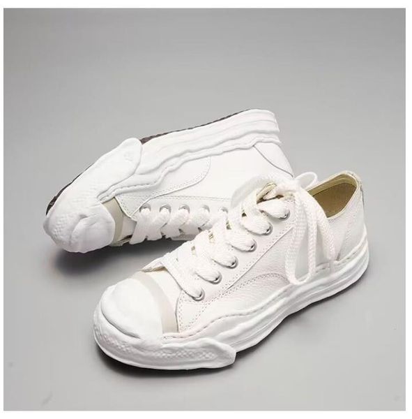 

shoes premium thick bottom sneakers flats canvas leather lace-up toe women luxury rubber cap mmy maison mihara yasuhiro hank original