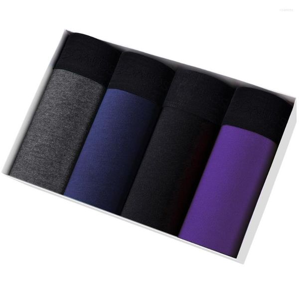 

underpants 4pcs set brand boxer and for men cotton homme lot luxury panties pack shorts 2023 underwear male gift slip soft, Black;white