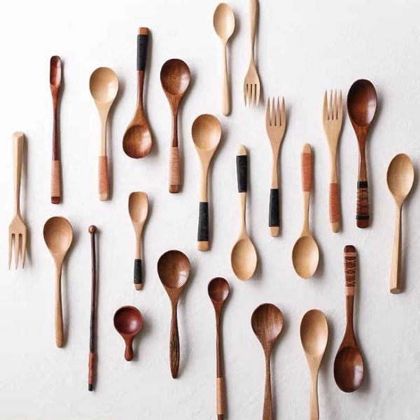 

cups dishes utensils wooden spoon cute bamboo kid children milk honey soup coffee spoon solid wood tableware kitchen cooking utensil accesso