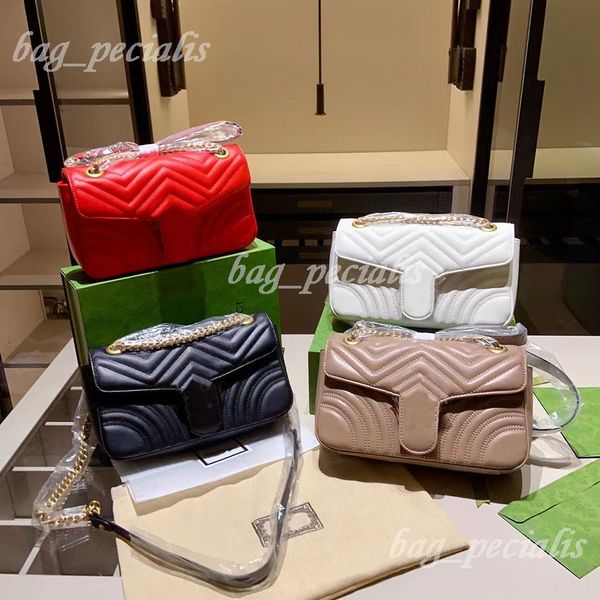 

designer bag shoulder bag women luxurys genuine leather classic style metallic chain cosmetic bag lady wallet purse multiple colors 3 sizes