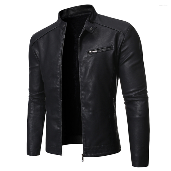 

men's jackets 2023 men's washable leather jacket european and american motorcycle stand collar solid color, Black;brown