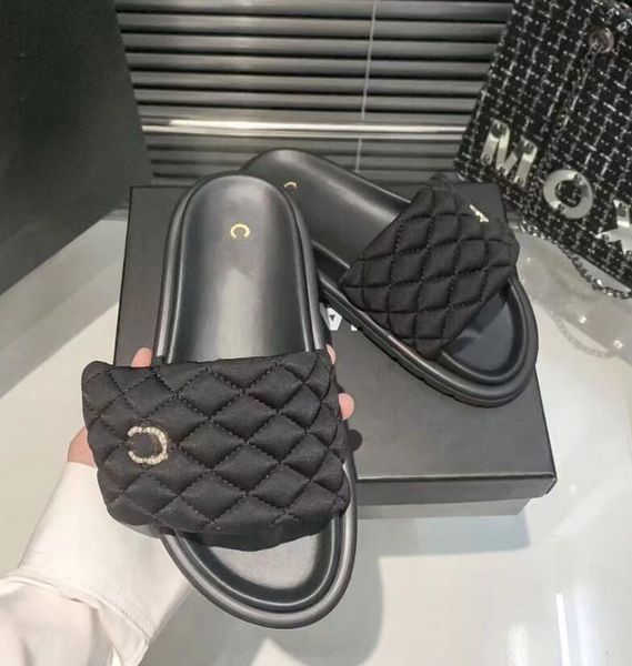 

luxury brand slippers slides women fashion brand sandals sunset flat comfort mules padded front strap rubber slippers fashionable mules slid, Black