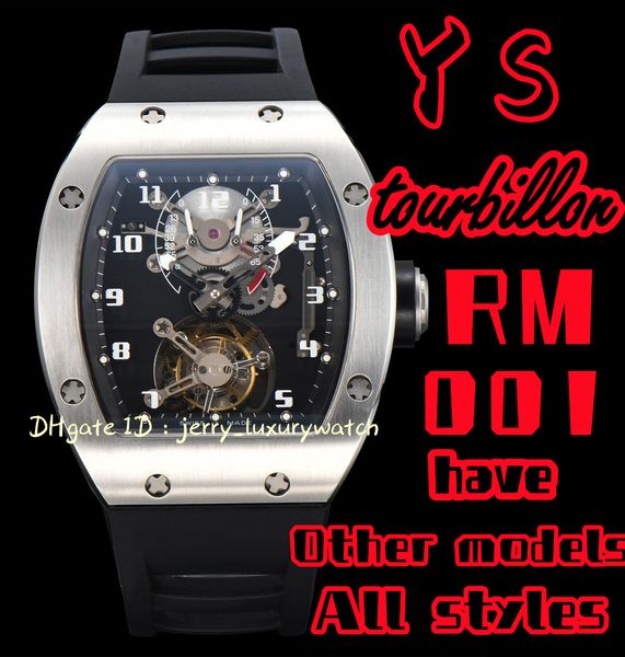 

ys 001 rmul001 luxury men's watch real tourbillon mechanical movement 45*38.3mm, double sided sapphire crystal mirror, frosted buckle,, Slivery;brown