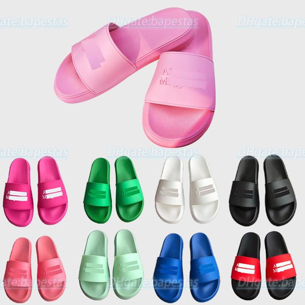

luxury woman sandal designer slipper men pool shoe rubber embedded letter black red pink leather grain texture comfort flats slides summer b