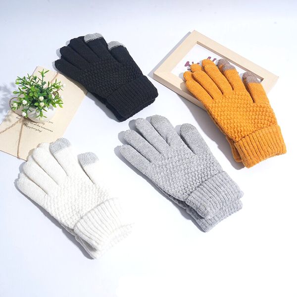 

8pair jacquard knitted touch screen men women' winter plush thick warm gloves, Blue;gray
