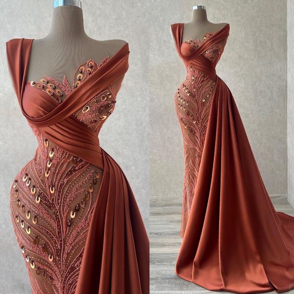

graceful lace mermaid prom dresses sheer neck sequined party dresses illusion custom made evening dress, Black;red