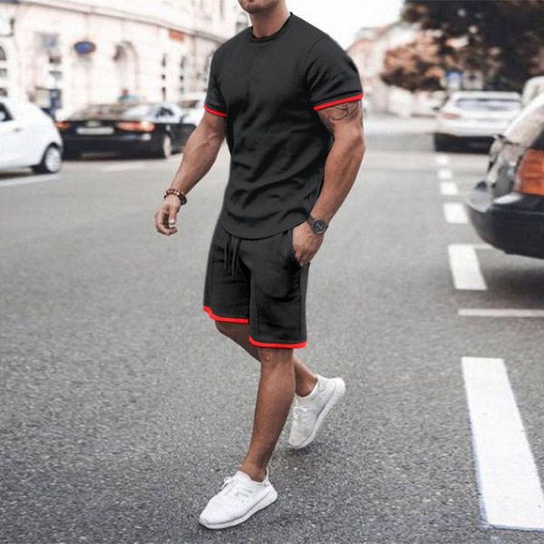 

mens tracksuits summer mens tracksuit tshirt male casual suit simple type mens tshirt short sleeveshorts oversized 3d printing 2piece set 23, Gray