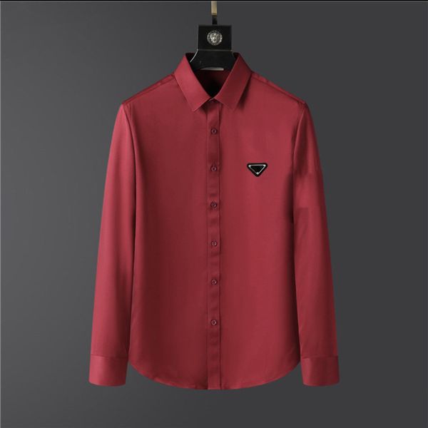 

designers mens casual shirts quality designer business tees classic long sleeve shirt solid color letter spring autumn blouse plus size s, White;black