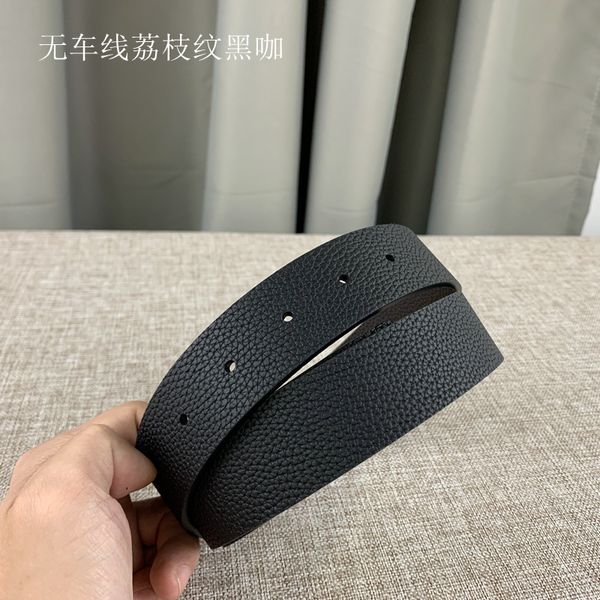 

men designer belt double layer cowhide replacement belt genuine leather no buckle womens mens leather belt width 3.4cm size 100-120 classic, Black;brown