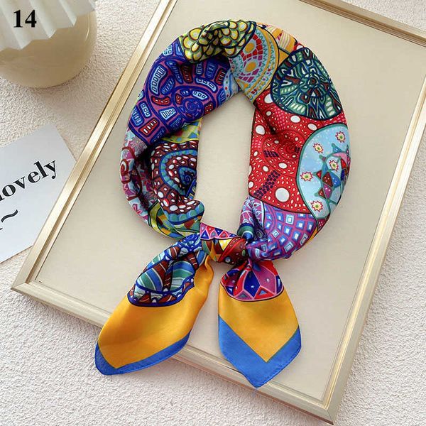 

scarves spring 70cm scarf female square silk scarf floral print shawl bandana small neck scarf satin shawl bandana headkerchief scarves j230, Blue;gray