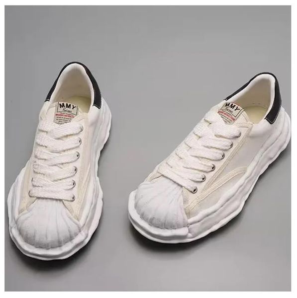 

shell toe sneakers flats shoes designers shoe footwear canvas lace-up shaped toe women luxury rubber mmy maison mihara yasuhiro hank origina, Black