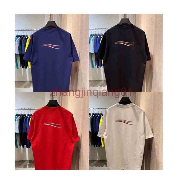 

designer balanciagas t shirt new fashion brands cola wave short sleeve mens womens lovers cotton large loose summer casual bb balenciga tee, White;black