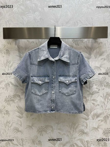 

designer tracksuits women denim t-shirt set size s-l 2pcs single breasted lapel short sleeves and fashionable waistband shorts april29, Gray