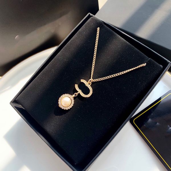 

designer letter ccity fashion c pendant necklaces luxury brand gold necklace women jewelry metal crystal pearl cjeweler woman gift jjg45, Silver