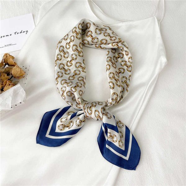 

scarves 70cm hair scarf silk satin scarves hijab bandana women print ladies hand wirst head square kerchief fashion neck tie 2022 j230502, Blue;gray