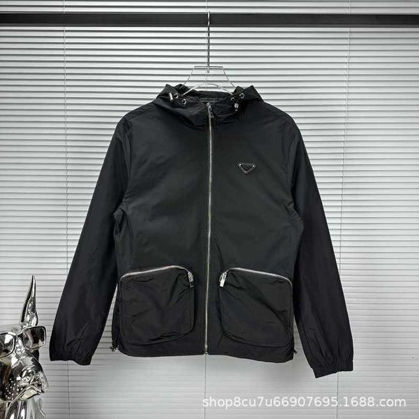 

Men's Jackets High version P family zippered pocket couple style hooded aault jacket loose and fashionable men's women's jackets NISH, Black