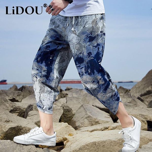 

pants summer autumn y2k casual cotton loose casual harem pants man calflength pants joggers hip hop wide leg pants, Black
