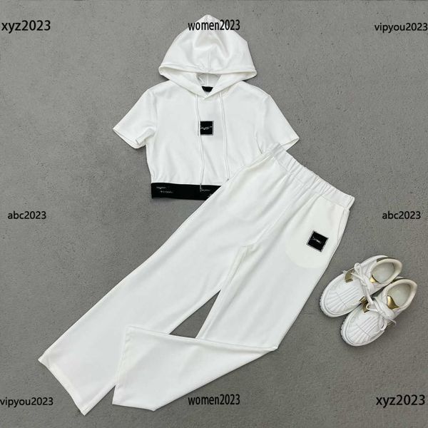 

designer tracksuits women midriff-baring t-shirt set size s-l 2pcs hooded short sleeved t-shirt and elastic waist pants april29, Gray