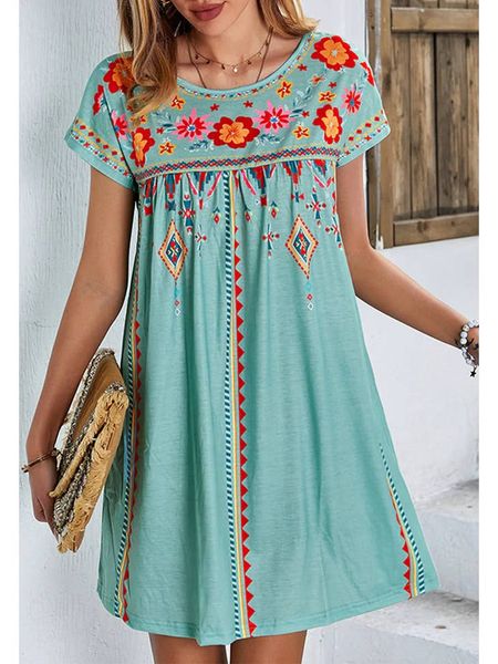 

multicolor floral boho print women dress, Black;gray