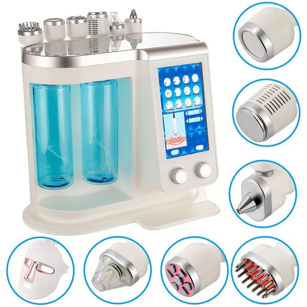 

6 in 1 facial skin care hydro machine face lift anti-wrinkle equipment machine, Black;white