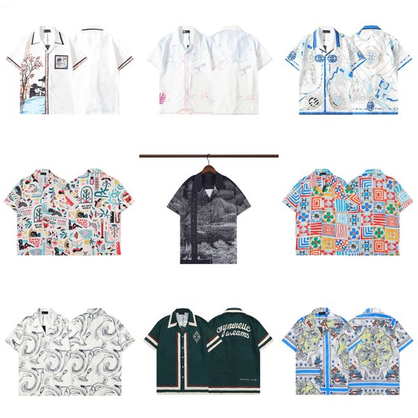 

men's casa ss22 new pattern printed short sleeve shirt summer street design style casual loose collar single breasted breathable size, White;black