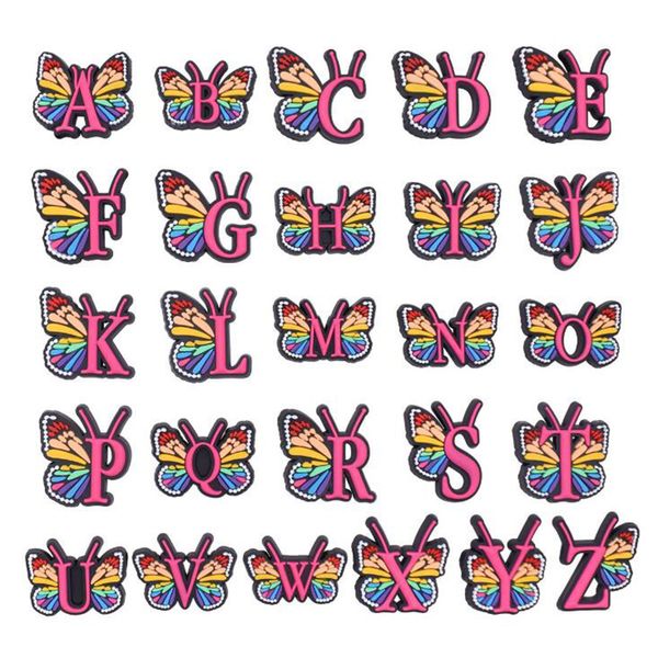 

animal pvc shoes decorations 26 alphabet letters shoe luxury croc charms wholesale, White;pink