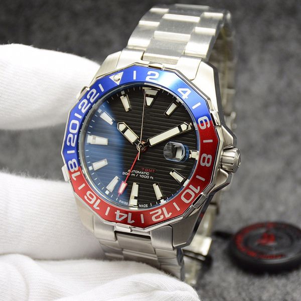 

aaa 3a quality brand gmt watches 43mm mens with gift box automatic mechanical movement sapphire crystal 02-2, Slivery;black