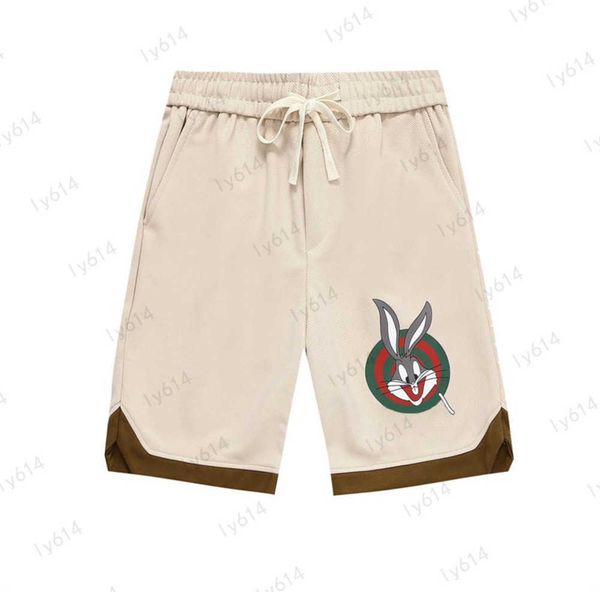 

cartoon shorts matching color rabbit print design elastic waist drawstring shorts custom fabric comfortable breathable casual joker beach sh, White;black