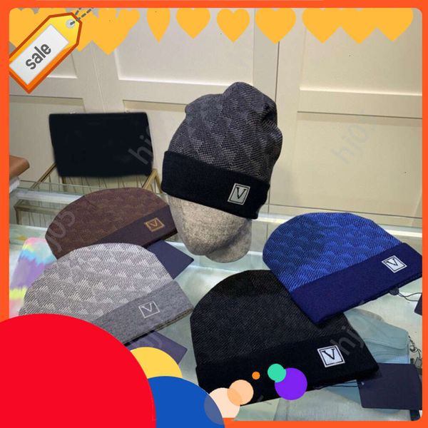 

1aPlaid designer beanie designer hats for men knitted bonnets winter hat fall thermal skull cap ski travel classical luxury beanies brown black grey keep xx, 2#
