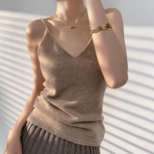 

tanks spring summer women vneck knitted tank baisc camisole casual sleeveless vest female slim tanks short top, Black;white