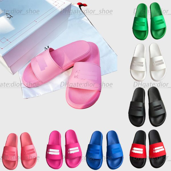 

luxury slipper designer woman sandal men pool shoe rubber embedded letter slides leather grain texture black white red pink shoe with dust b