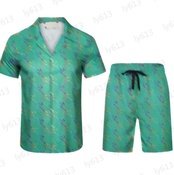 

blackish green mens clothes sets summer classic fashion casual loose luxury brand color logo polo shirt short sleeve set male clothing asian, Gray