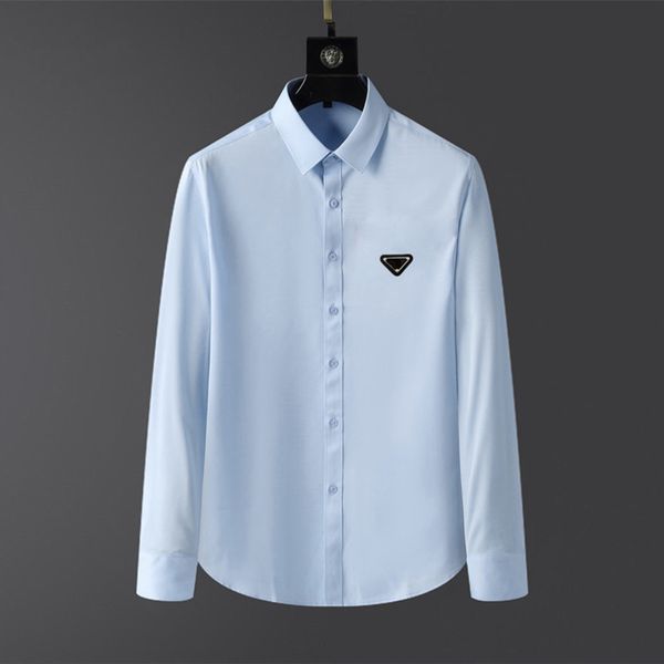 

designers mens casual shirts quality designer business tees classic long sleeve shirt solid color letter spring autumn blouse plus size s, White;black