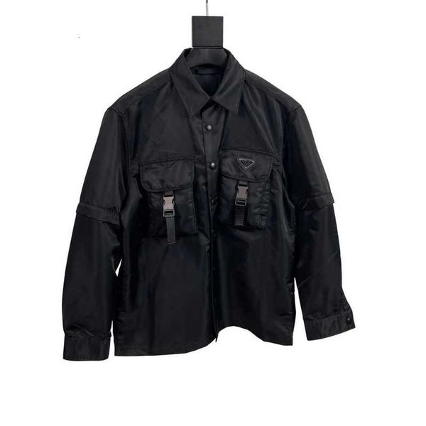 

Jackets Men' High Version P Home Walk Style Inverted Triangle Multi Pocket Workwear and Women' Shirts Jackets GDRT, Black