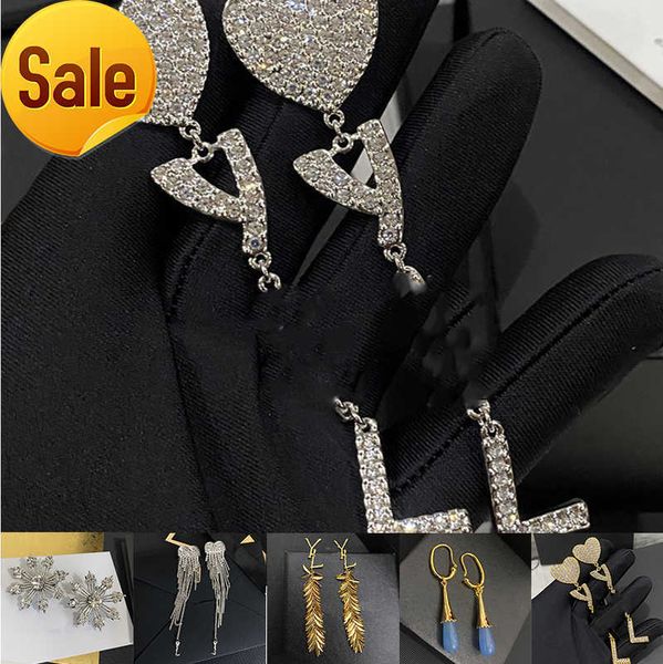 

diamond stud earrings designer jewelry fashion silver earring for lady women party studs hoops wedding engagement for bride box, Golden;silver