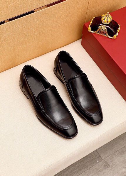 

2023 mens fashion dress shoes genuine leather casual breathable flats male brand designer suit driving shoes size 38-45, Black