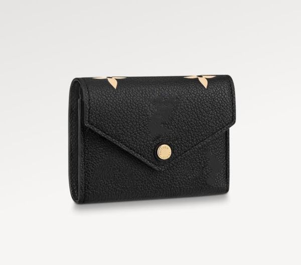 

luxury women's m80968 m81728 victorine wallet short leather embossed card bag, Red;black