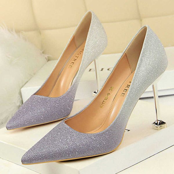 

sandals bigtree shoes gradient color woman pumps stiletto wedding shoes high heels party shoes women heels gold pink heeled shoes j230428, Black