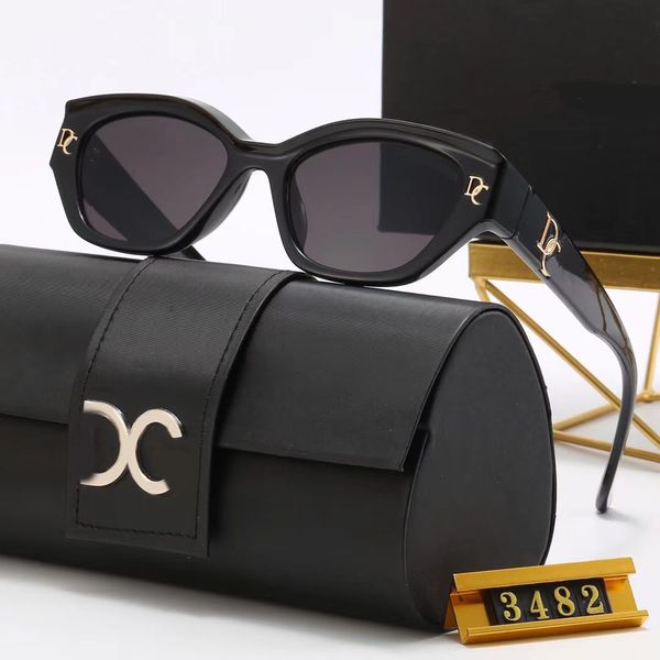 

2023 brand design sunglasses women men designer good quality fashion metal oversized cat's eye frame sun glasses vintage female male uv, White;black