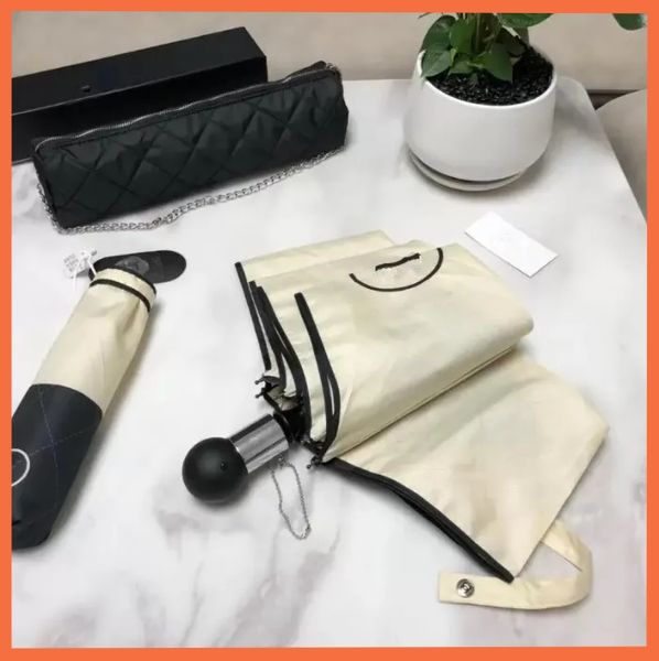 

elegant designer c umbrella patchwork logo printing suitable sun rain women parasols girl folding umbrellas ideas with box and bag